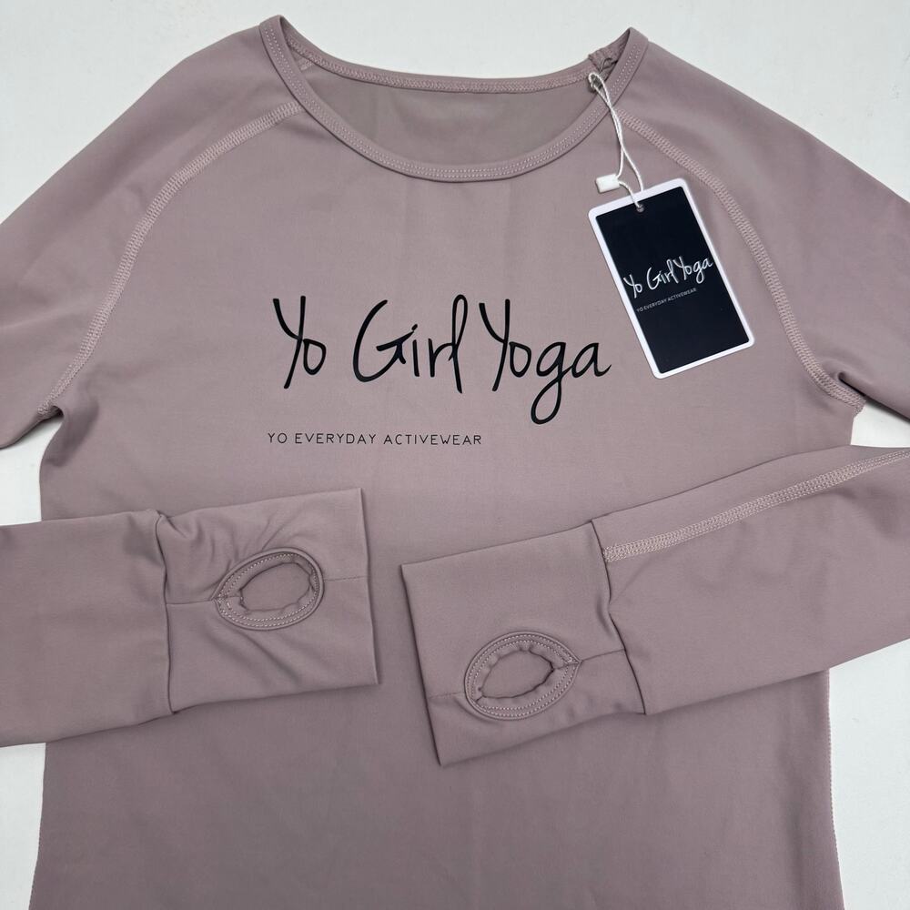 NWT Yo Girl Yoga The Nude T-Shirt Long Sleeve Tumb Holes M Active Cozy Athletic